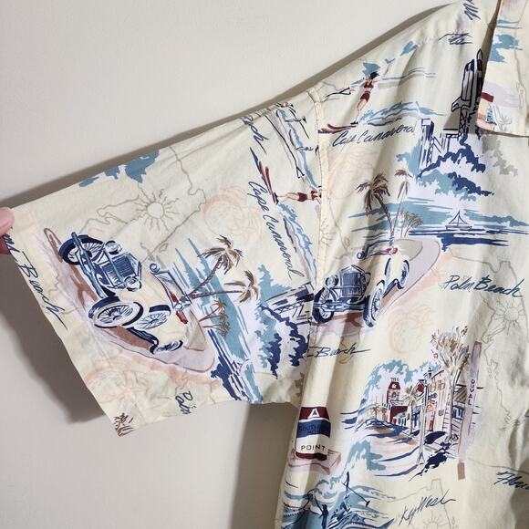 Bluewater wear short sleeve button front Hawaiian car print shirt men's size 2X - Picture 4 of 14